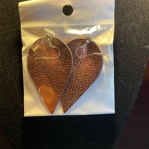 Copper leather teardrop earrings